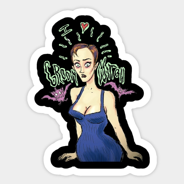I ♥️ Groovy Witch Sticker by Groovy Ghoul